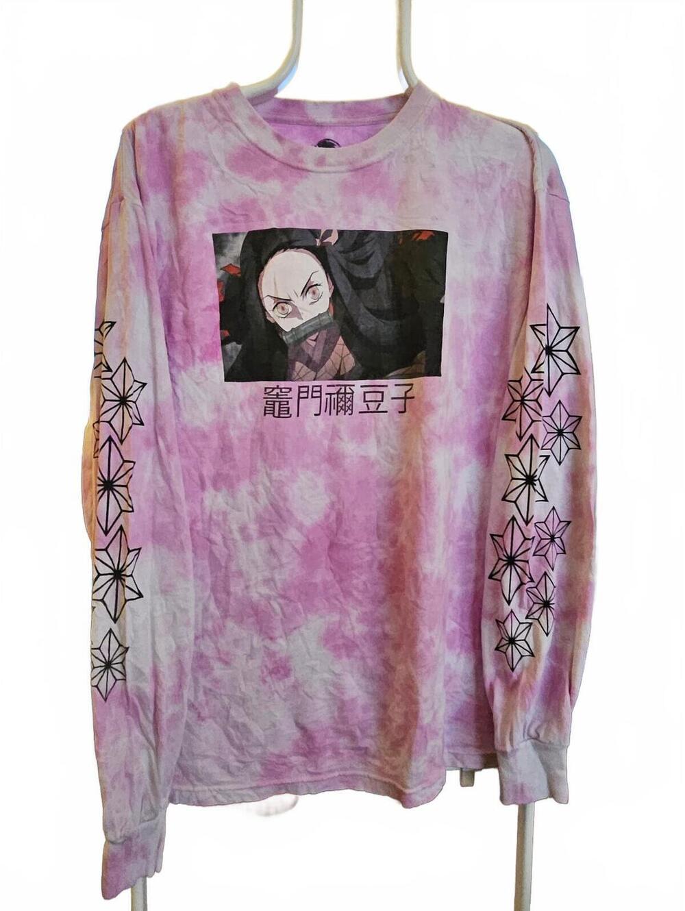 Demon Slayer: Kimetsu No Yaiba Nezuko Kamado Tie-Dye Girls Long-Sleeve T-Shirt L